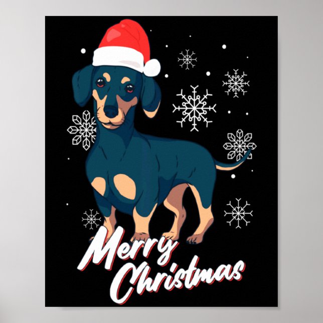 Merry Christmas Dachshund Santa Claus Xmas New Yea Poster (Front)