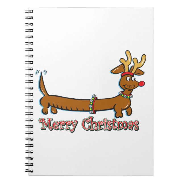 Merry Christmas Dachshund Spiral Notebook (Front)