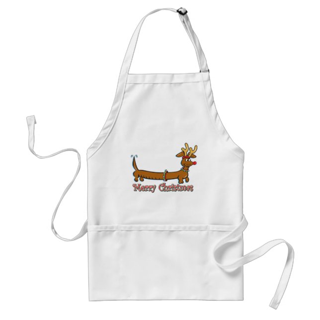 Merry Christmas Dachshund Standard Apron (Front)