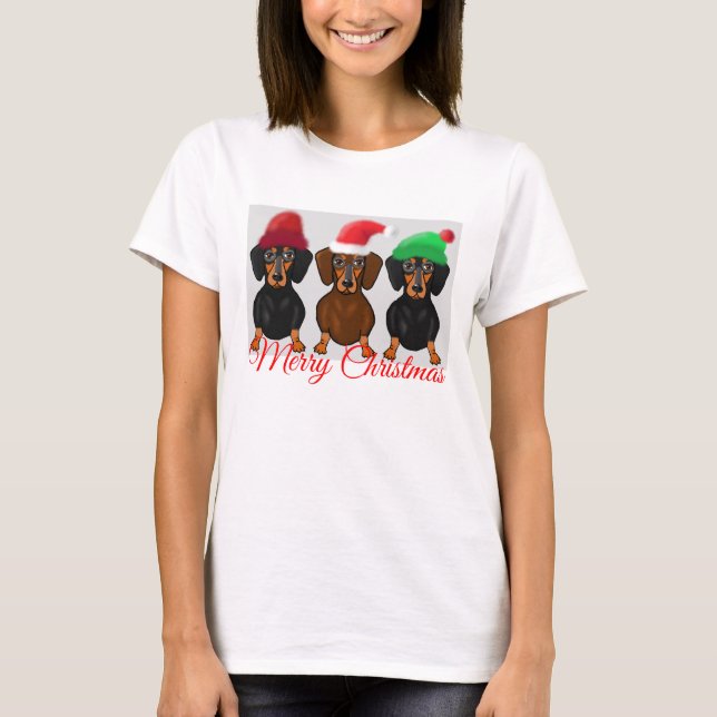 Merry Christmas Dachshund T-Shirt (Front)