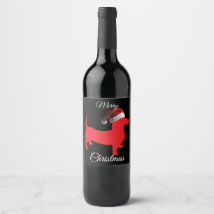 Merry Christmas Dachshund Wine Label