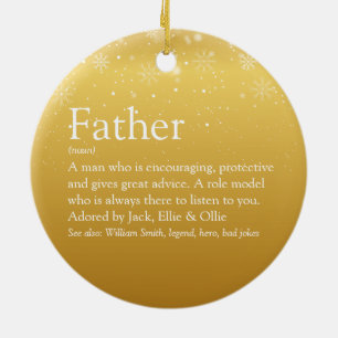 Merry Christmas Dad Daddy Father Definition Gold Ceramic Tree Decoration