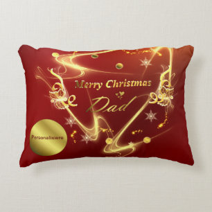 merry christmas dad pillow red ,gold