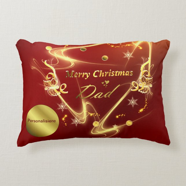 merry christmas dad pillow red ,gold (Front)