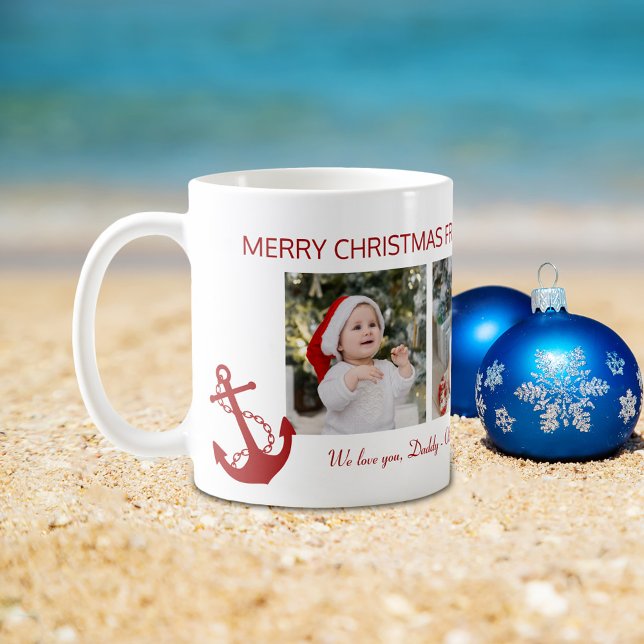 Merry Christmas Daddy Nautical 4 Photo Collage Coffee Mug (Creator Uploaded)