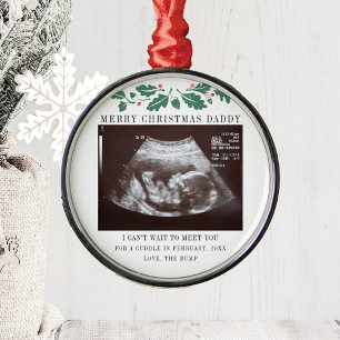 Merry Christmas Daddy Pregnancy Ultrasound Metal Tree Decoration
