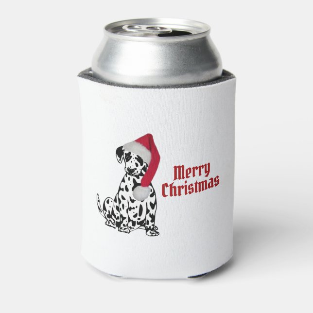 Merry Christmas Dalmatian Can Cooler (Can Back)