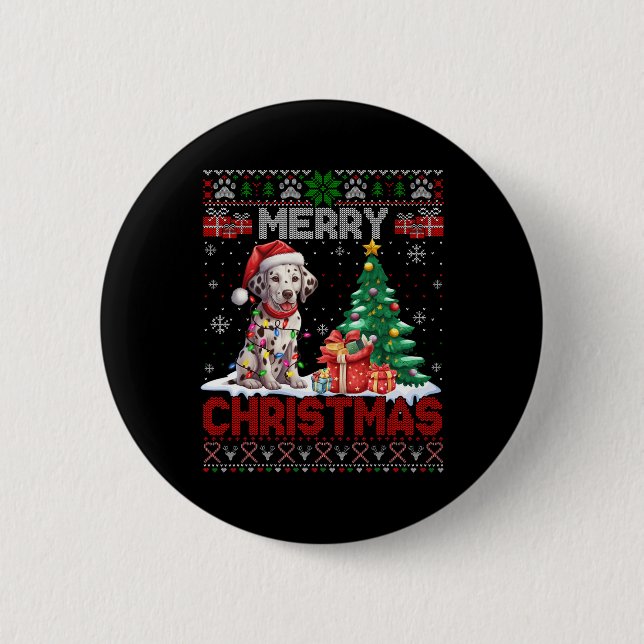 Merry Christmas Dalmatian Dog Lover Family Ugly Xm 6 Cm Round Badge (Front)