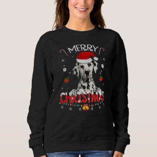 Merry Christmas Dalmatian Dog Santa Hat Lights Xma Sweatshirt