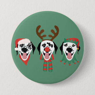 Merry Christmas Dalmatian Dogs 7.5 Cm Round Badge