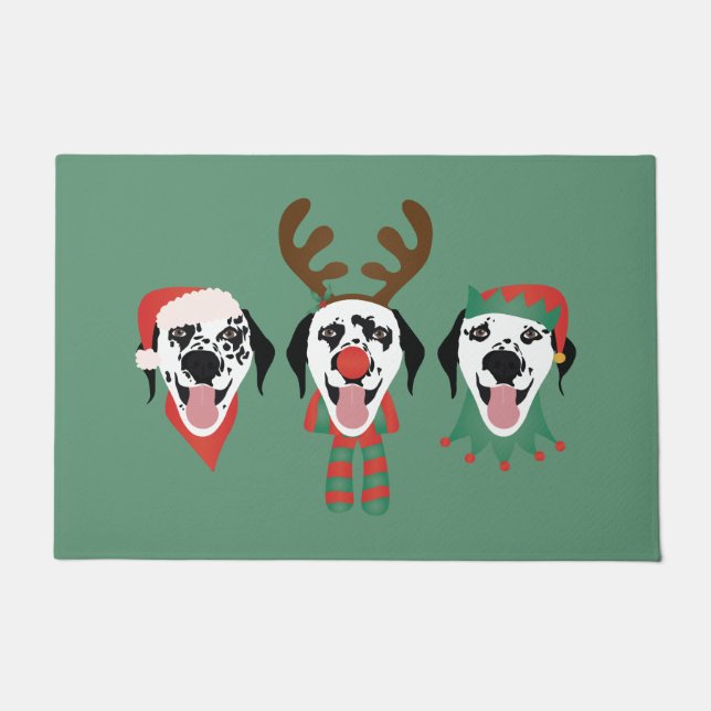 Merry Christmas Dalmatian Dogs Doormat (Front)