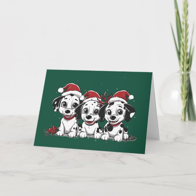 Merry Christmas Dalmatian Dogs Holiday Card (Front)
