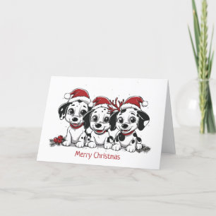 Merry Christmas Dalmatian Dogs Holiday Card