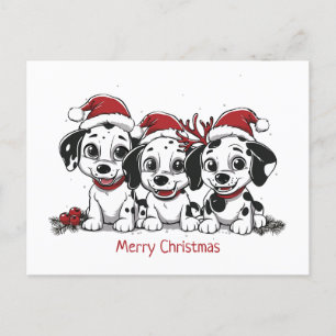 Merry Christmas Dalmatian Dogs Holiday Postcard