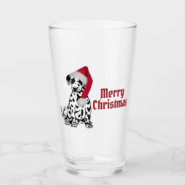 Merry Christmas Dalmatian Glass (Front)