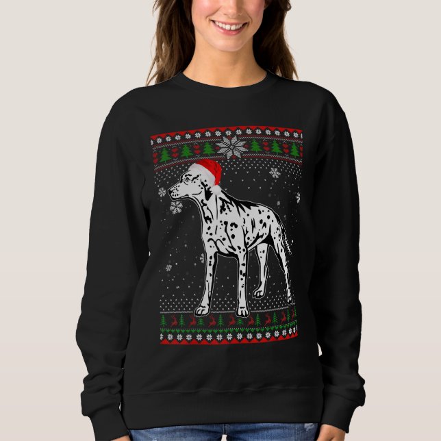 Merry Christmas Dalmatian Hat Santa Dog  Ugly Swea Sweatshirt (Front)