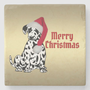 Merry Christmas Dalmatian Stone Coaster