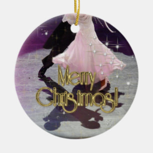 Merry Christmas Dancers Ceramic Tree Decoration