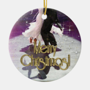 Merry Christmas Dancers Ceramic Tree Decoration