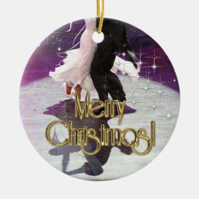 Merry Christmas Dancers Ceramic Tree Decoration (Front)