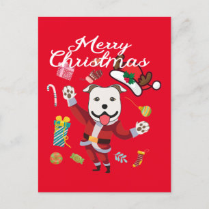 Merry Christmas Dancing Dog Funny  Holiday Postcard