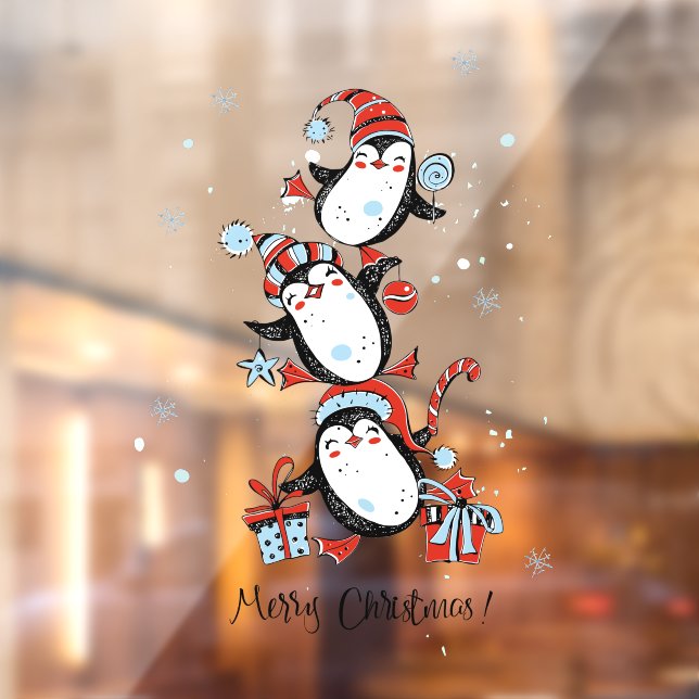 Merry Christmas Dancing Penguins Snowflakes  (Sheet 2)