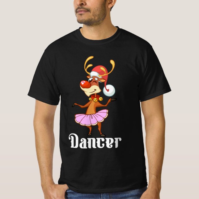 Merry Christmas Dancing Reindeer Cute Deer Dancer  T-Shirt (Front)