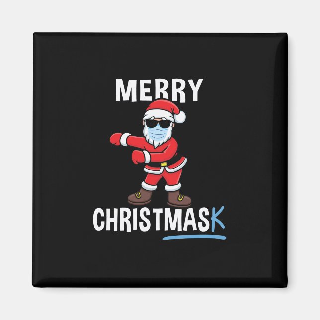 Merry Christmas - Dancing Santa Mask Christmas Magnet (Front)