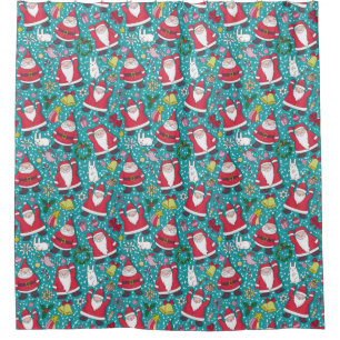 Merry Christmas Dancing Santa Shower Curtain