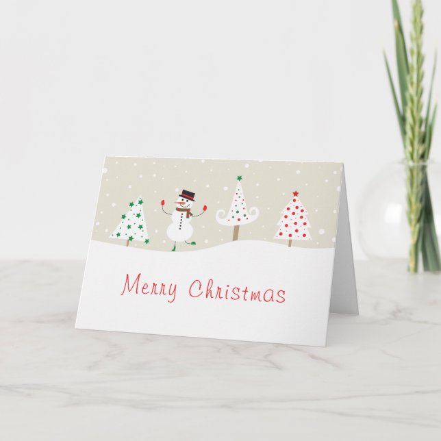 Merry Christmas Dancing Snowman Card (Front)