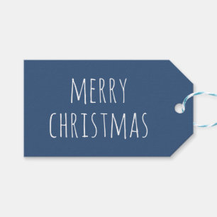 Merry Christmas. Dark blue cute simple typography Gift Tags