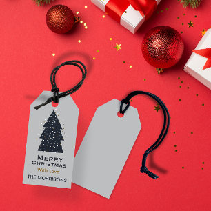 Merry Christmas dark gray personalized Gift Tags