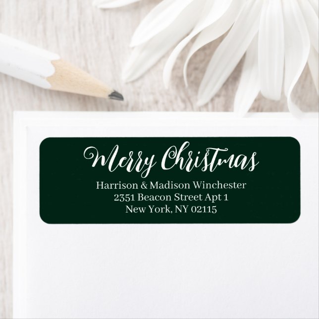 Merry Christmas dark green calligraphy address (Insitu)