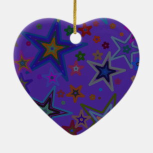 Merry Christmas Dark Purple, Stars Heaven Star Ceramic Tree Decoration