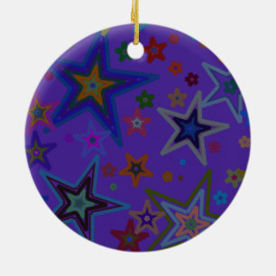 Merry Christmas Dark Purple, Stars Heaven Star Ceramic Tree Decoration