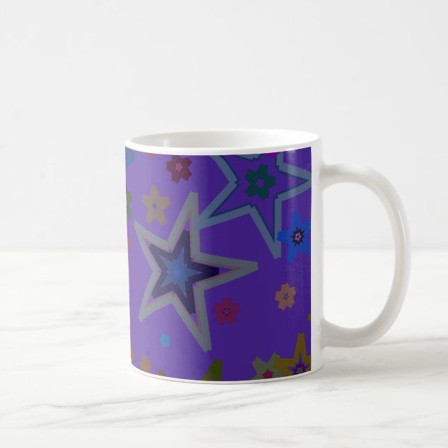 Merry Christmas Dark Purple, Stars Heaven Star Coffee Mug (Right)