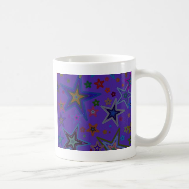 Merry Christmas Dark Purple, Stars Heaven Star Coffee Mug (Right)
