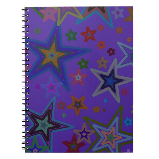 Merry Christmas Dark Purple, Stars Heaven Star Notebook (Front)