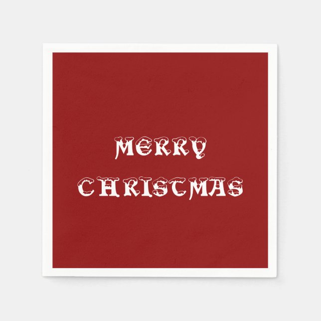 Merry Christmas Dark Red Paper Napkin (Front)