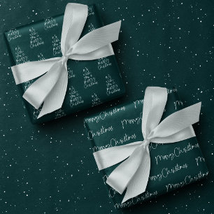 Merry Christmas dark teal festive holiday Wrapping Paper Sheet