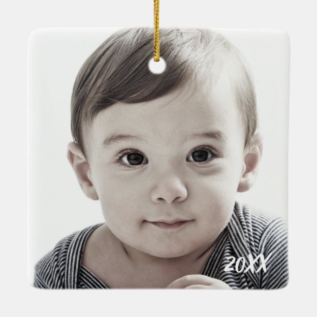 Merry Christmas Dated Photo Ornament (Back)