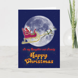Merry Christmas daughter santa in his sleigh Holiday Card