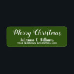 Merry Christmas  December best wishes Green Label<br><div class="desc">Personalise your letters with "Merry Christmas" (handwritten font style) wishes,  and with your name (or family name) and address...  editable green colour</div>