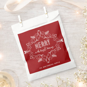 Merry Christmas Deco Foliage Traditional Holiday Favour Bags