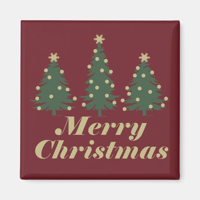 Merry Christmas Decorated Pine Tree Magnet (Front)