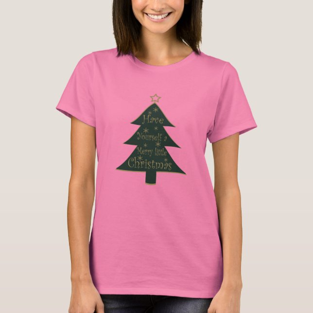 Merry Christmas decorated pine tree T-Shirt (Front)