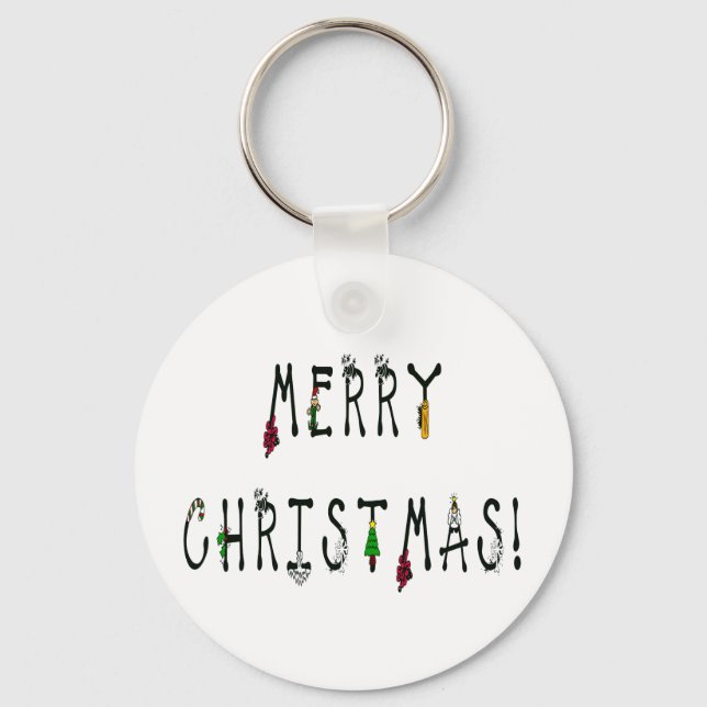Merry Christmas Decoration Font Key Ring (Front)