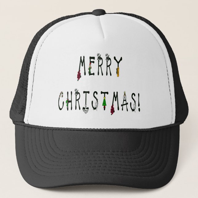 Merry Christmas Decoration Font Trucker Hat (Front)