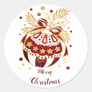 Merry Christmas decorative ball Classic Round Sticker