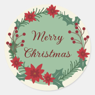 Merry Christmas decorative Classic Round Sticker